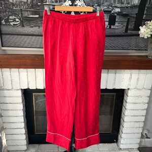 Victoria’s Secret Women Pajama Lounge Pants Red White Satin Medium